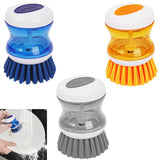 JANKOW Dish Scrubber with Soap Dispenser, 3 Pack Soap Dispensing Palm Brush for Kitchen Sink Pot Pan, Color Coded Dishwashing Scrub Brush Set (Gray