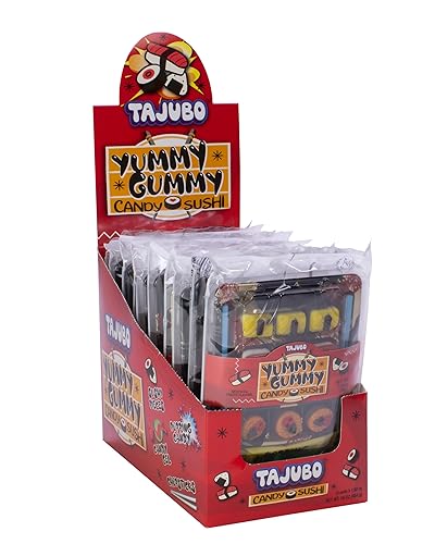 TAJUBO Yummy Gummy Candy Sushi Tray with Popping Candy and Candy Gel, Fruity Flavors, 1.62 oz, (Pack of 10)