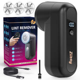 Fabric Shaver, Ziitty Lint Remover for Clothes, Type-C Rechargeable Lint Shaver with LCD Display & 6-Blade, Sweater Shavers to Remove Pilling?Fuzz