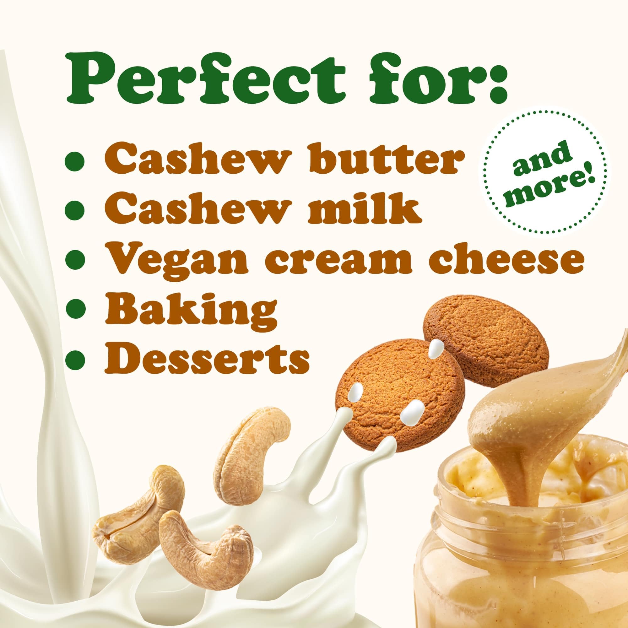 Food to Live Raw Cashews, 1 Pound - Deluxe Whole Nuts, Unsalted, Unroasted, Size W-320, Vegan, Kosher, Bulk