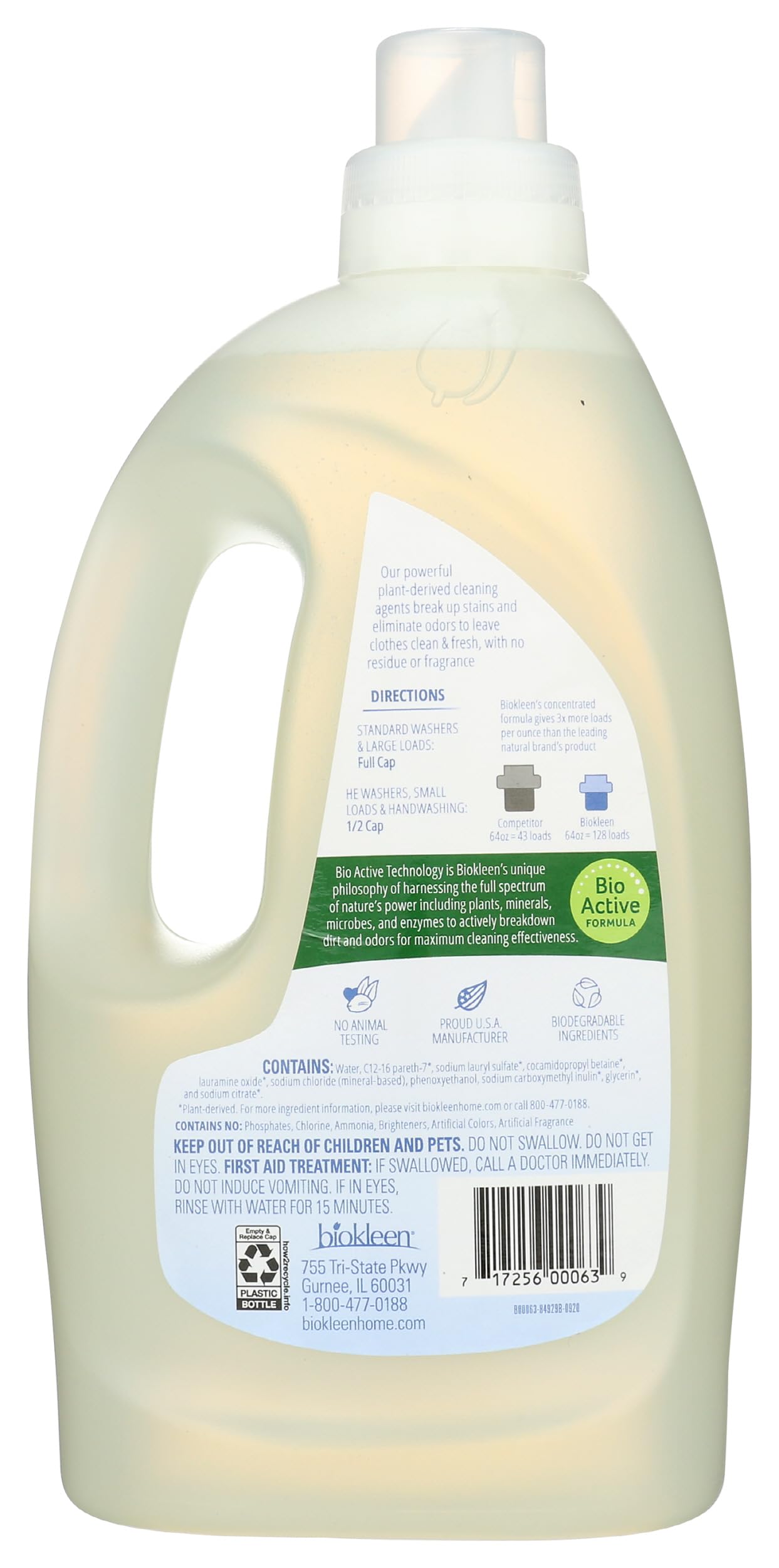 biokleen, Laundry Liquid, Free & Clear, 64 oz
