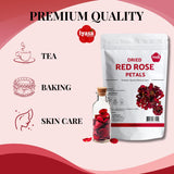 Iyasa Holistics Dried Rose Petals 1 oz - Food Grade Dried Rose Petals for Tea, Soap Making, Cocktails, Baking, Skincare & DIY - Chemical Free Edible