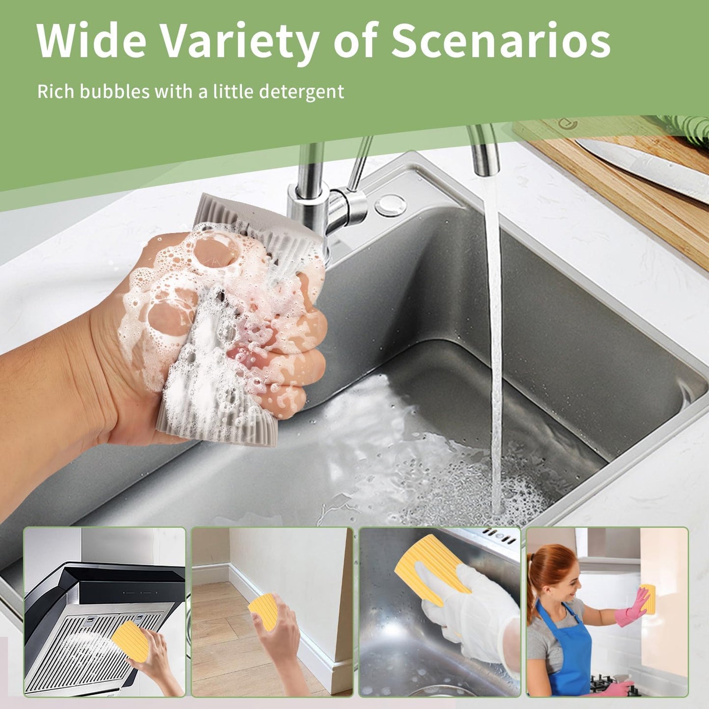 Damp Clean Duster Sponge 4 Pack,Magic Sponge Eraser Baseboard Cleaner Tool,Reusable Household Cleaning Sponge for Blinds, Floorboards, Fan Blades