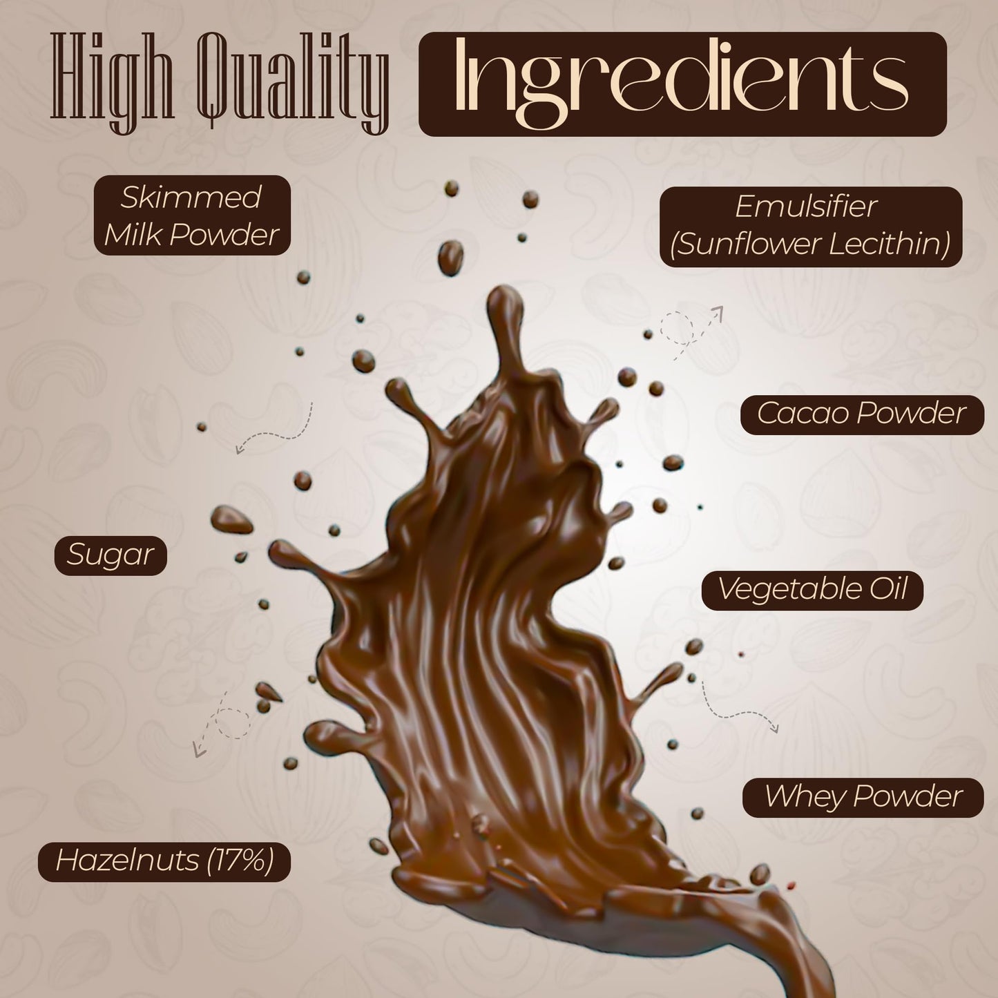 Filbert Spread Premium Hazelnut Chocolate Cream - 400g Jar | Palm Oil Free, Non-GMO, Gluten Free | Smooth & Creamy Hazelnut Cocoa Spread