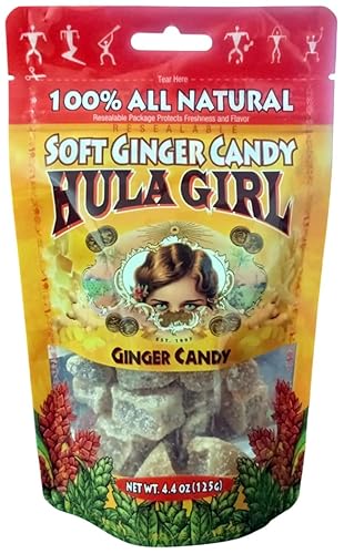Hula Girl Crystalized Soft Ginger Candy (White Chunk 4.4oz/0.27lb/125g (1bag))