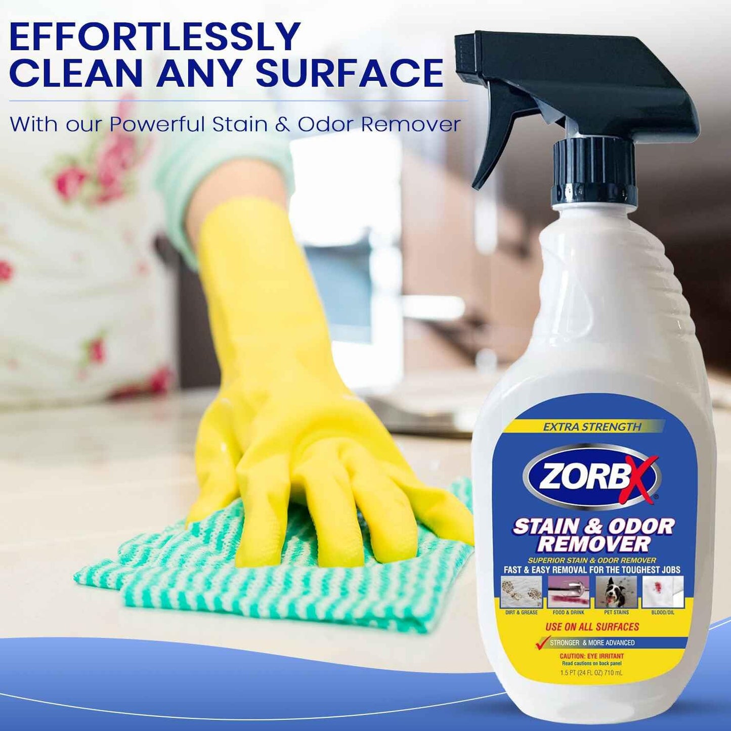 ZORBX Extra-Strength Stain & Odor Remover Spray 24 oz - Unpleasant Odor Control and Unwanted Stain Remover Spray for Furniture, Mattress, Couch & All