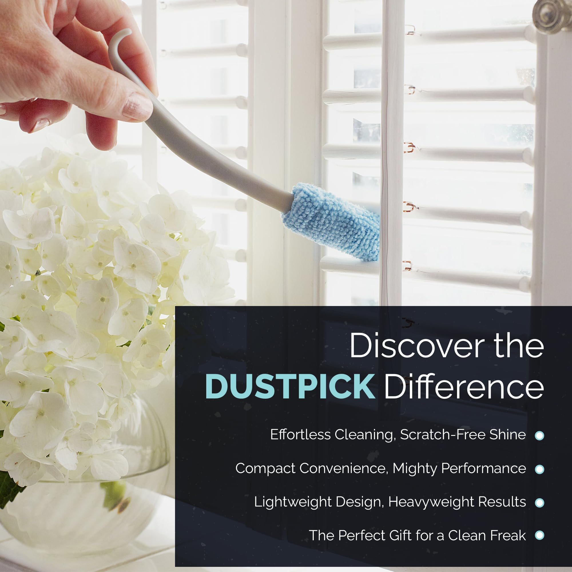 Reusable Microfiber Duster & Crevice Cleaning Brush | Versatile Cleaning Tools for Blinds, Window Tracks, Shutters, Baseboards, Kitchen Gaps |