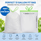 13 Gallon Drawstring Trash Bags 120 Count Leakproof, Strong Durable, Pre-separated Garbage Bags | Easy Handling, Heavy-Duty, Waste Bag for House