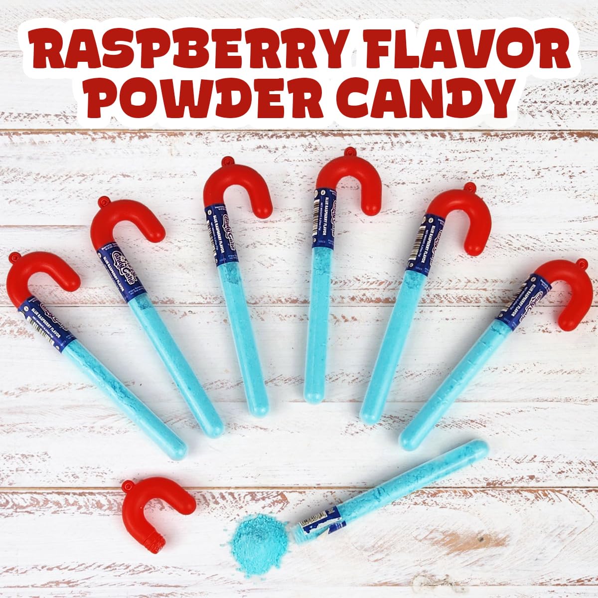 Blue Fizzy Candy Cane, 12 Pack of Blue Raspberry Powder Candy Cane - Individually Wrapped Candy Canes - Christmas Holiday Indulgement - Full Size
