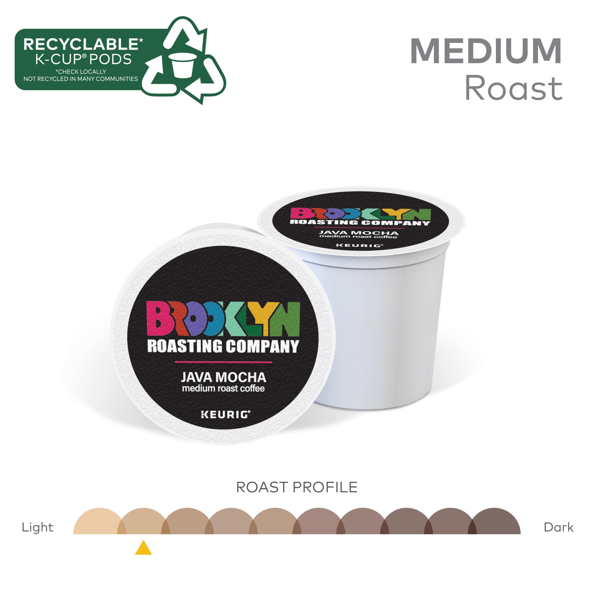 Brooklyn Roasting Company Java Mocha, Single Serve Keurig K-Cup Pods, Medium Roast Coffee, 10-Count Box