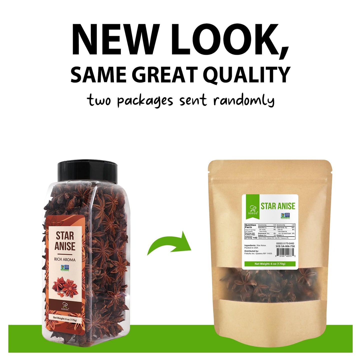 Soeos Star Anise Seeds 6oz (170g), Non-GMO Verified, Great for Baking and Tea, Anis Estrella, Whole Chinese Star Anise Pods, Dried Anise Star Spice
