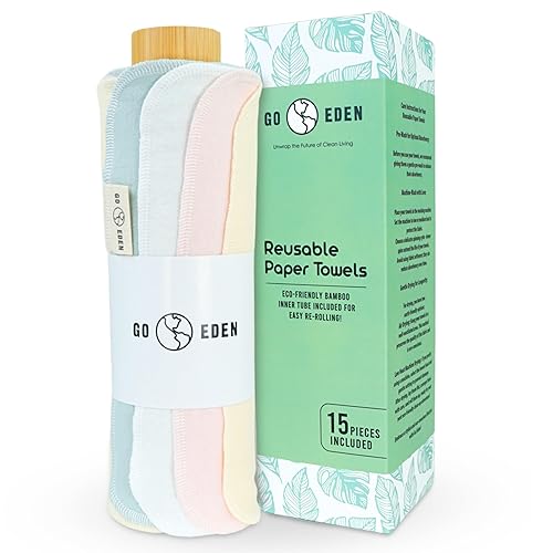 Go Eden Reusable Paper Towels - Pack of Paperless & Washable Towels, 100% Cotton, Highly Absorbent, and Built to Last, Kitchen Dish Cloth Alternative
