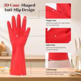 Yunaeduo Rubber Cleaning Gloves for Dishwashing - 4 Pairs Kitchen Gloves for Washing Dishes, Reusable Household Gloves for Bathroom, Gardening (Small