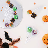 Halloween Lollipop Suckers Individually Wrapped Bulk - Spooky Candy Lollipops - Pumpkin, Green Monster, Zombie, Haunted House Candies for Kids