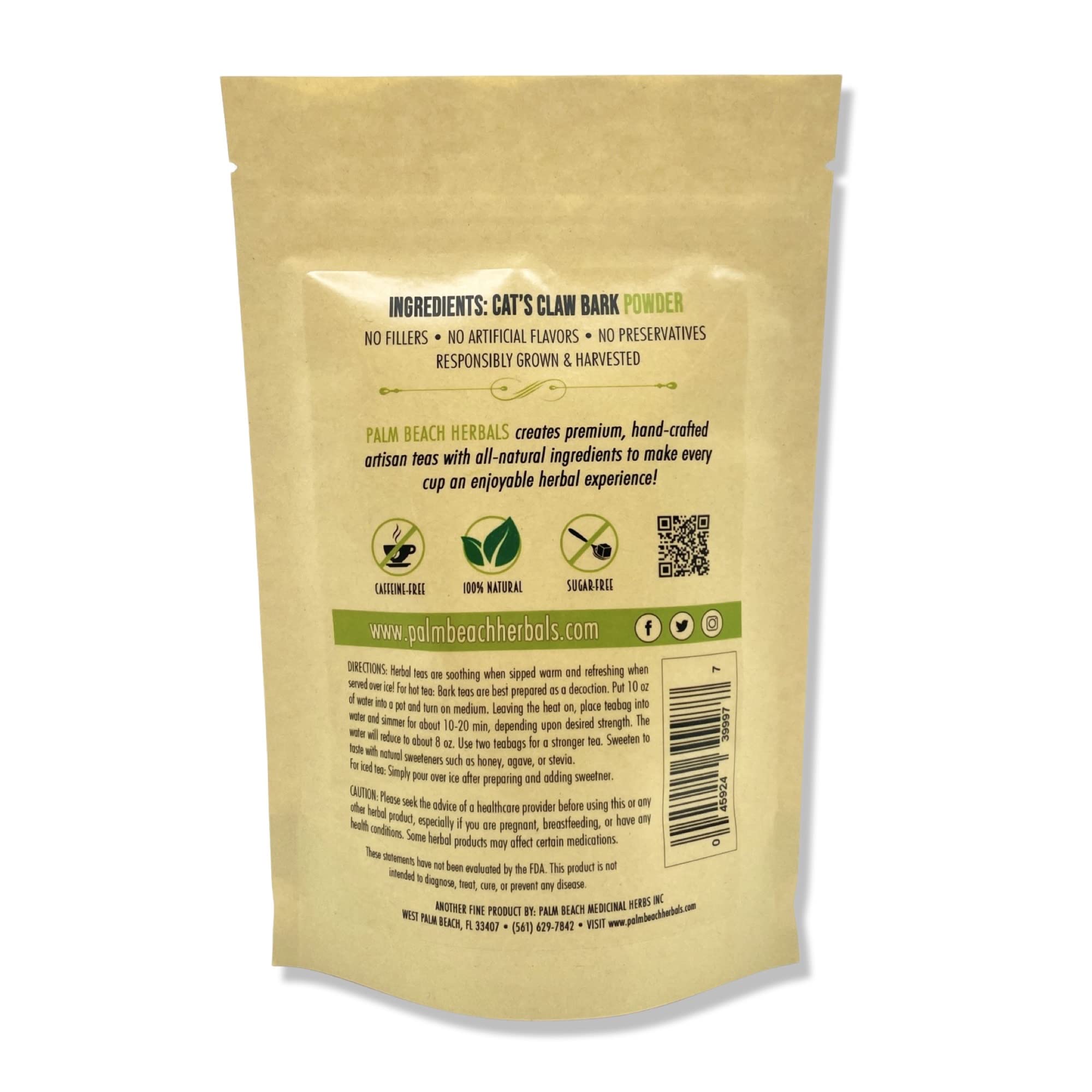Palm Beach Medicinal Herbs - Cat's Claw Bark Tea - Pure Herbal Tea Series, 30ct