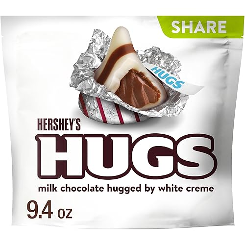 HERSHEY'S HUGS Milk Chocolate and White Creme Candy Share Pack, 9.4 oz