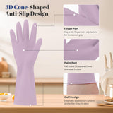 Reusable Kitchen Dishwashing Gloves - 3 Pairs Rubber Household Cleaning Gloves, Flexible and Durable & Non-slip Cleaning Gloves, Great for Kitchen