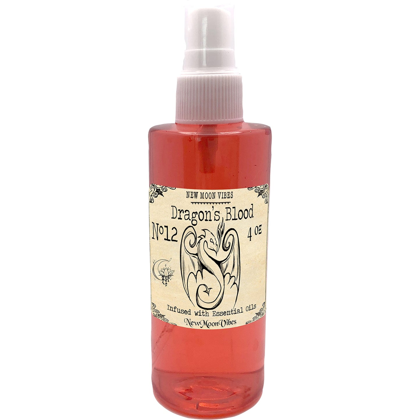 THE TUTU FAIRY Dragons Blood New Moon Vibes 10ml Essential Oil Infused Misting Room Spray for Cleansing, Protection, Manifestation and Energy Boosting