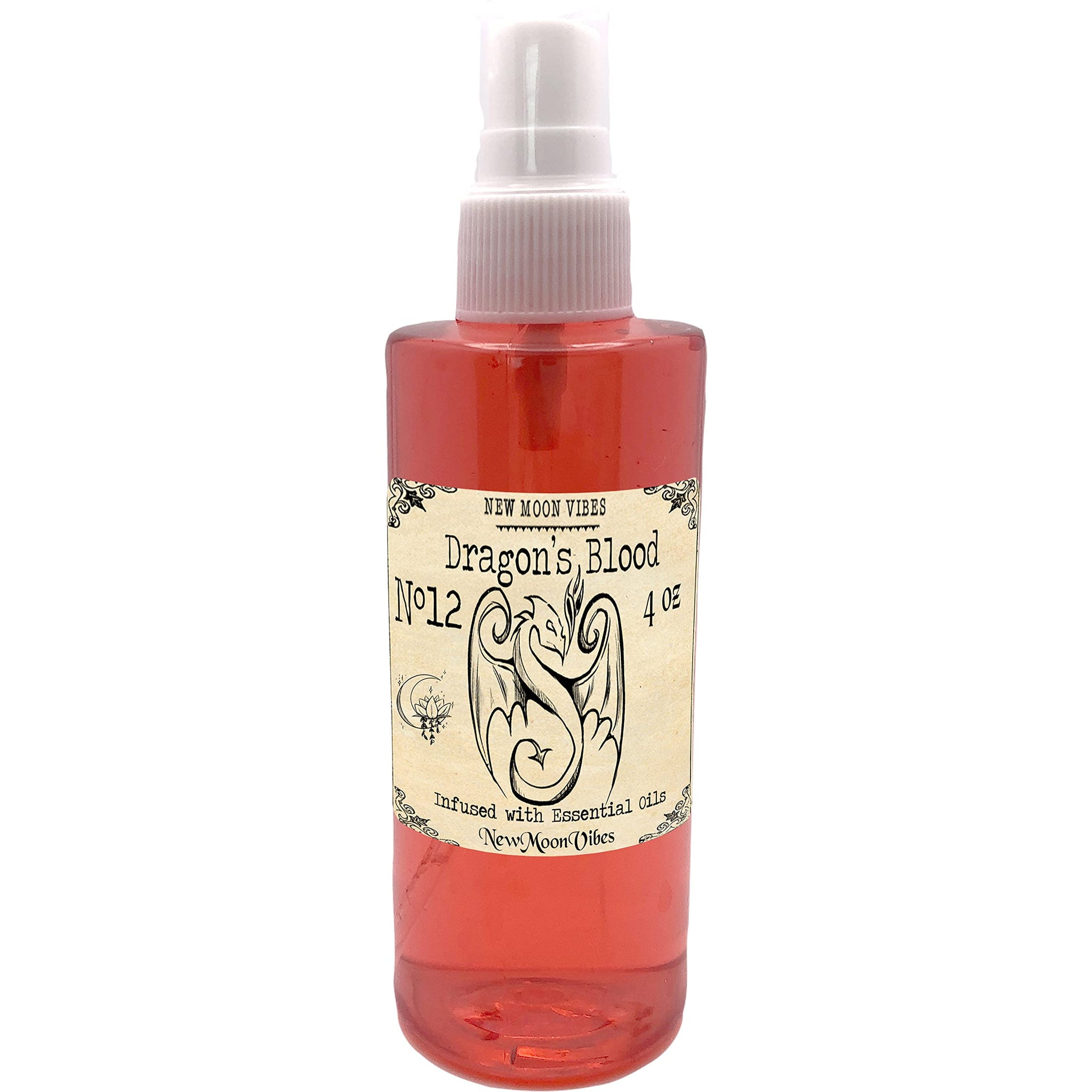 THE TUTU FAIRY Dragons Blood New Moon Vibes 10ml Essential Oil Infused Misting Room Spray for Cleansing, Protection, Manifestation and Energy Boosting