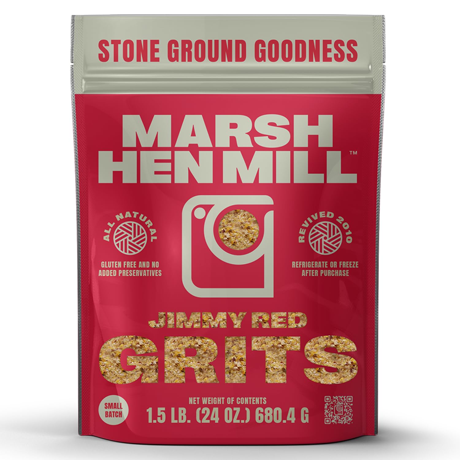 Marsh Hen Mill Jimmy Red Grits Pure, Gluten Free Old Fashioned Stone Ground Grits | No Preservatives | Natural Authentic Southern Heirloom Corn Grit