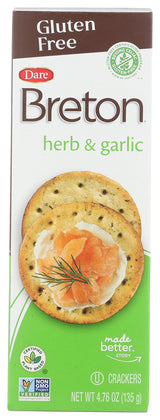 Dare Breton, Cracker Herb Garlic, 4.76 Ounce
