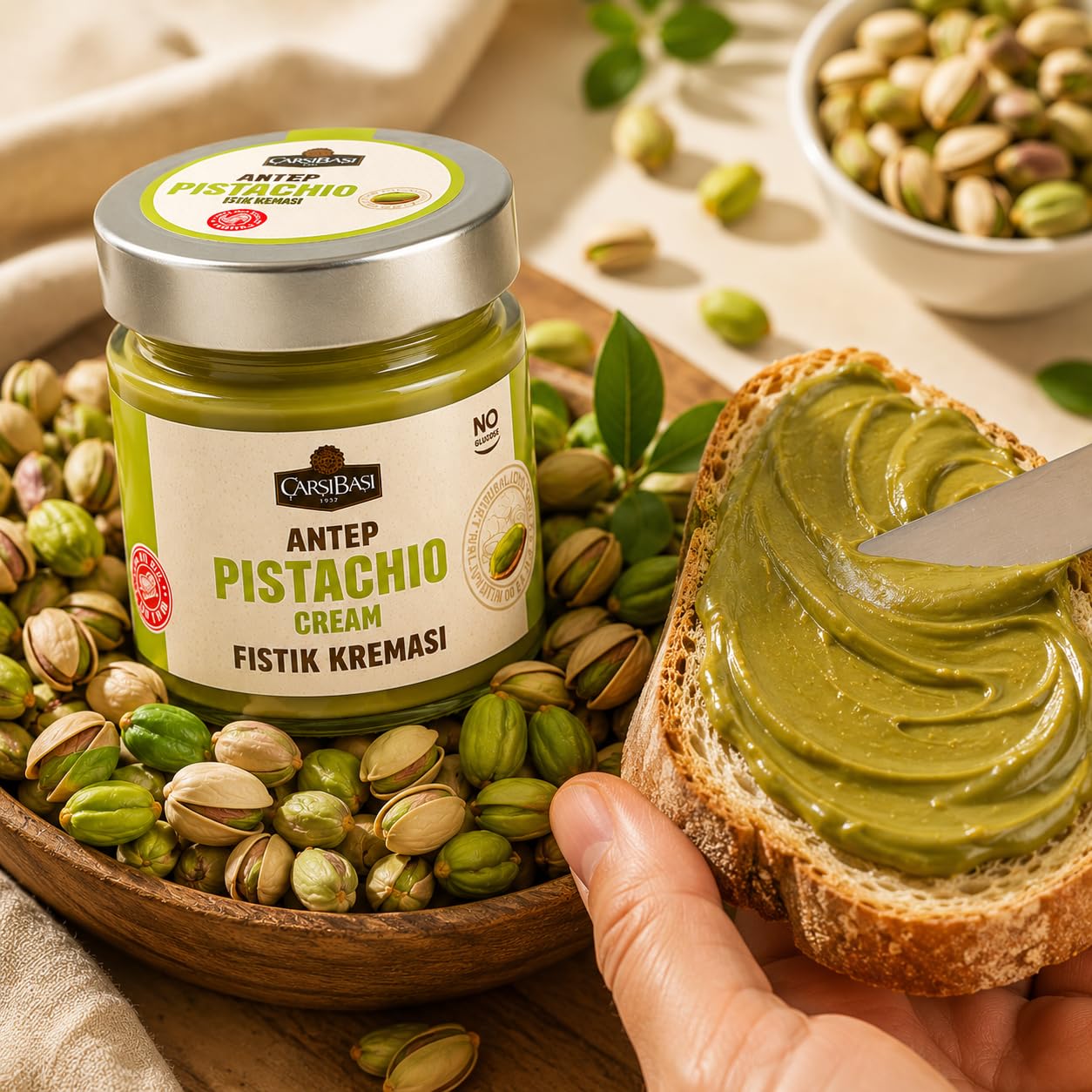 Çar??ba?? Pistachio Cream 200g - 25% Turkish Pistachios, Premium Pistachio Spread, No Glucose or Preservatives, Viral Dubai Chocolate Filling