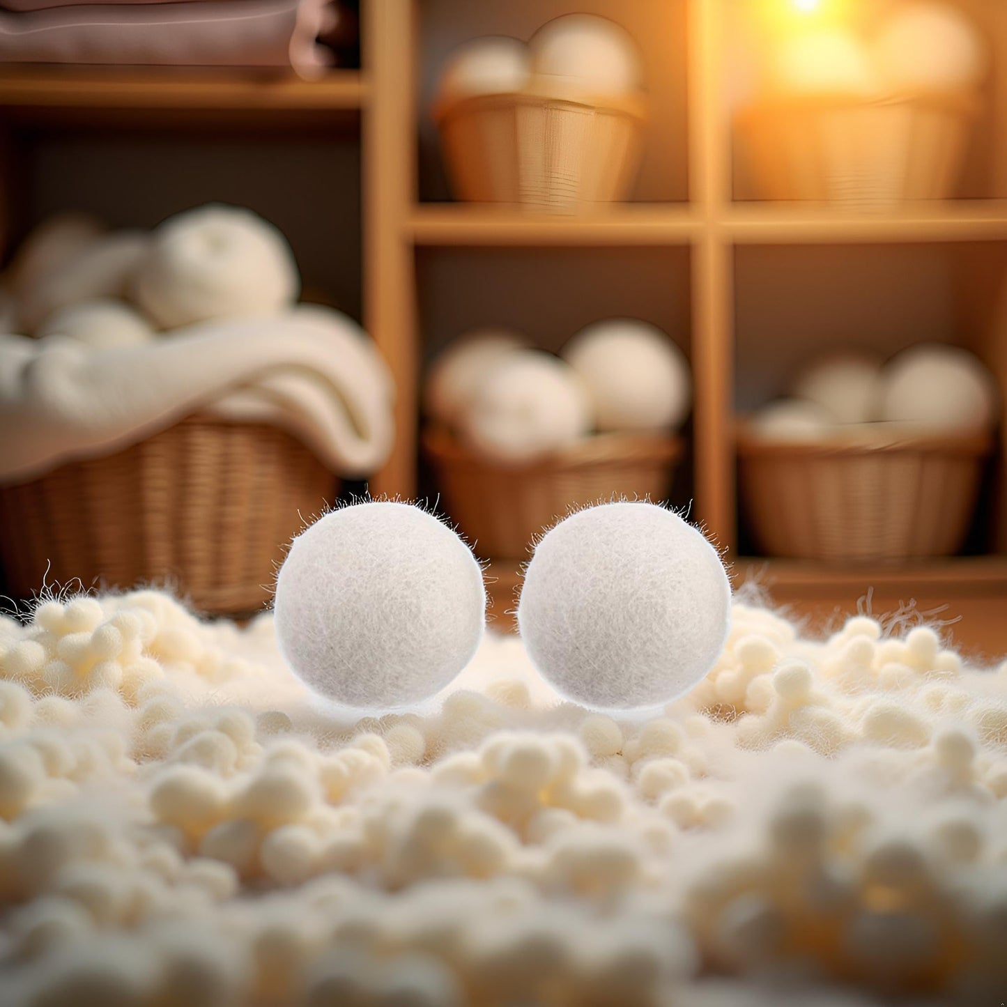 2 pcs White no Pattern Reusable Wool Dryer Balls Fabric Softener Ball Wool Laundry Ball Reducing Clothing Wrinkles,Saving Drying Time and Fabric