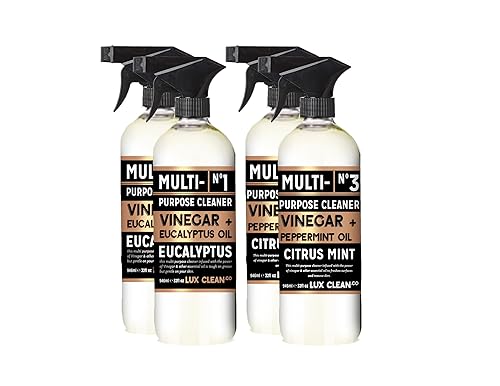 Lux Clean Multi-Purpose Cleaners, Vinegar with Eucalyptus and Peppermint | 32 Fl Oz Bottles, Pack of 4 | Home and Body Company