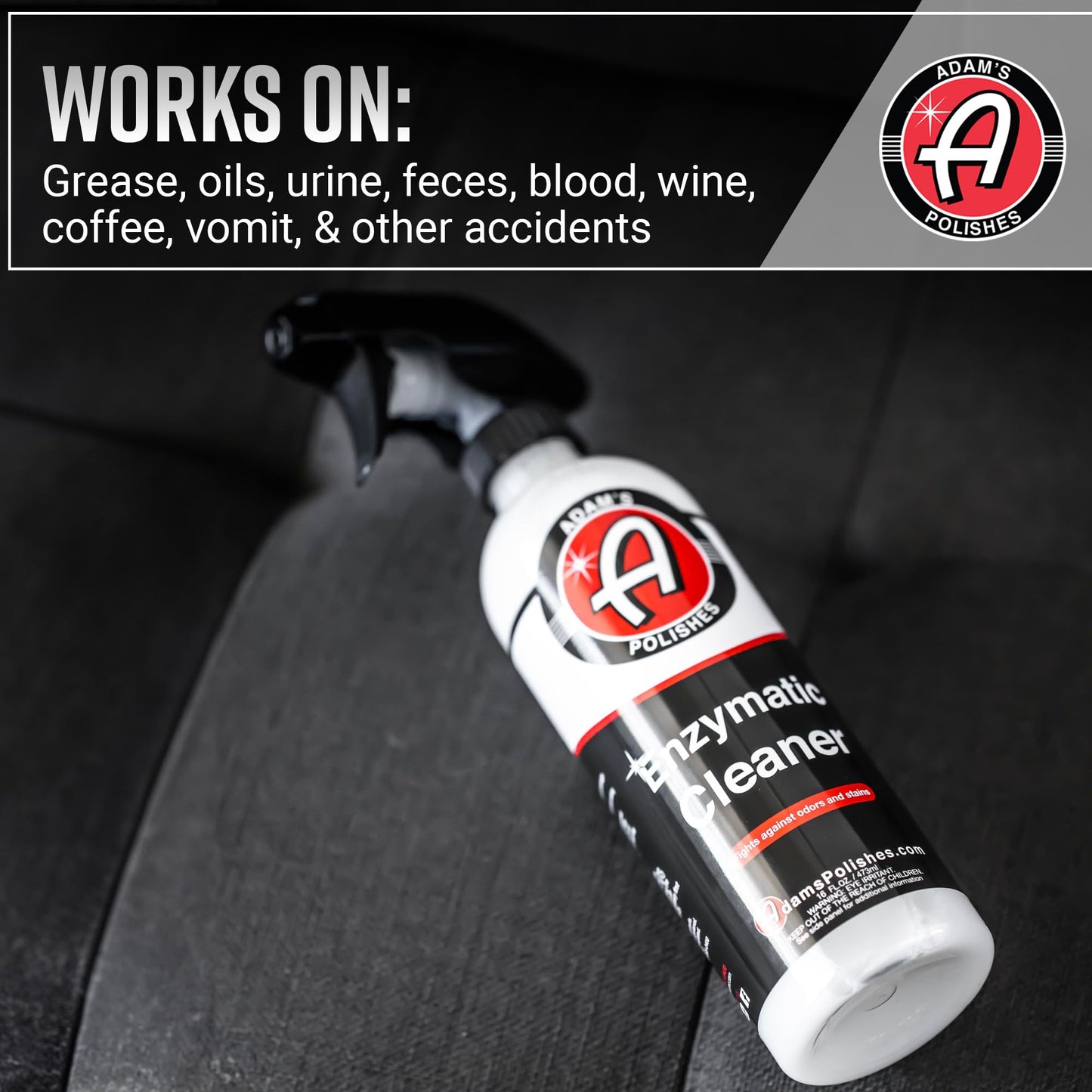 Adam's Polishes Enzymatic Cleaner 16oz - Eliminate Stains & Odors From Extreme Bio-Based Messes - Water-Based, Non-Toxic All Purpose Interior Cleaner