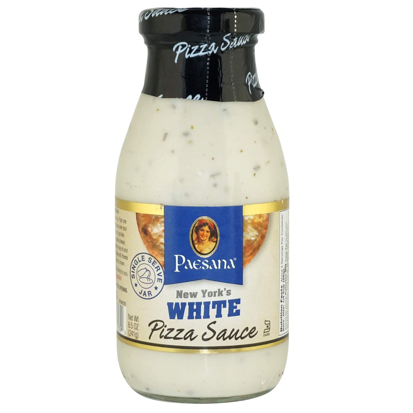 Paesana White Pizza Sauce, 8.5 Ounce - Single Serve Jar - Premium & Natural Ingredients