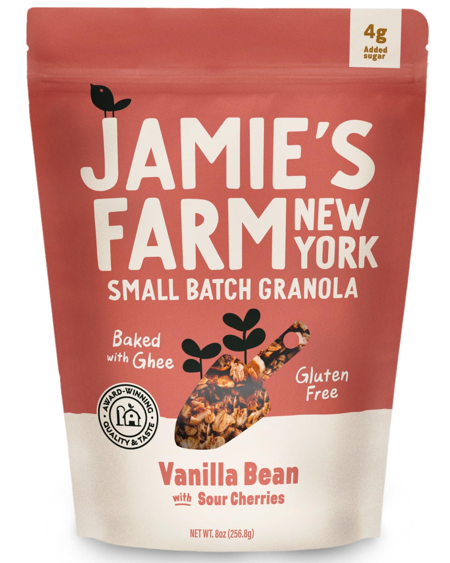 Jamie's Farm, Vanilla Bean with Sour Cherries Granola, Gluten-Free, Baked with Ghee (8oz Bag)