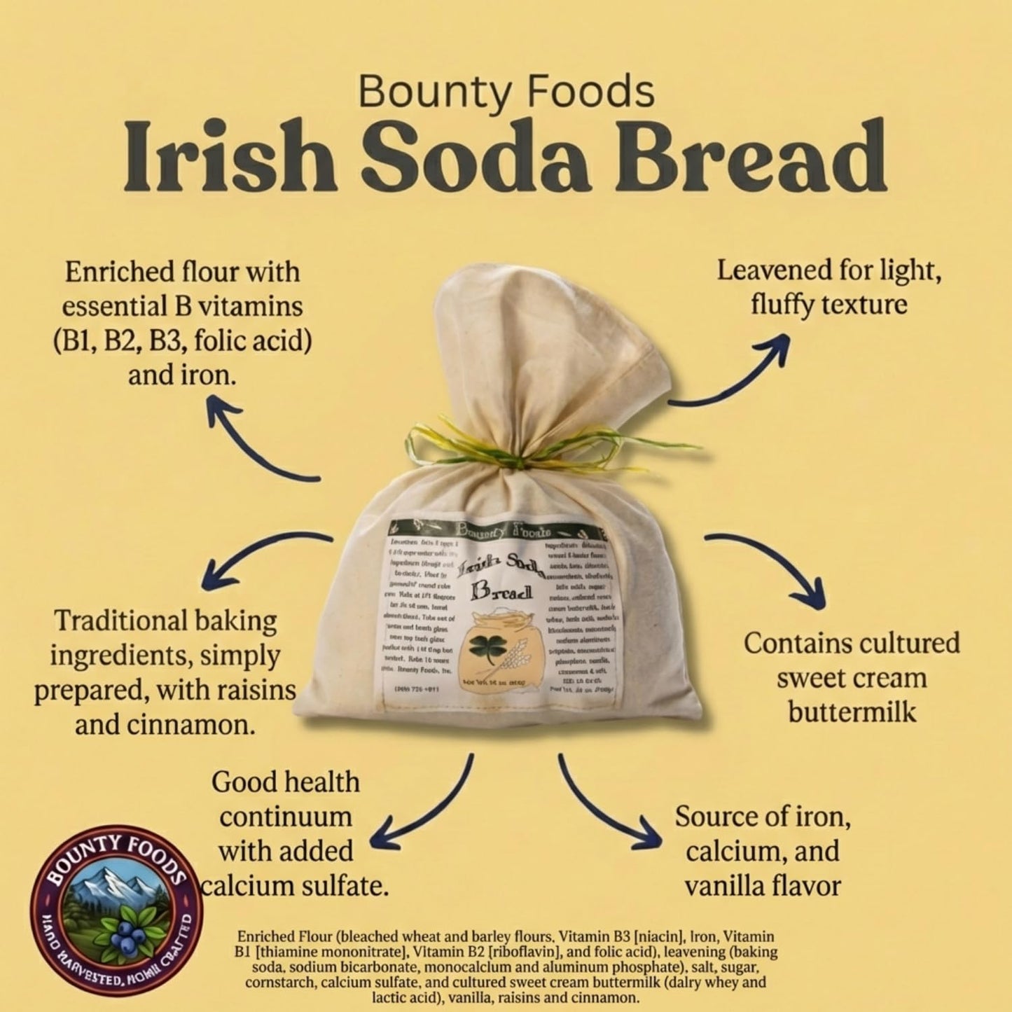 Bounty Foods Irish Soda Bread Mix 23 oz 3 Pack - Handcrafted in Montana, Traditional Recipe, Rustic Artisan Quick Bread Kit in Western-Style Bag