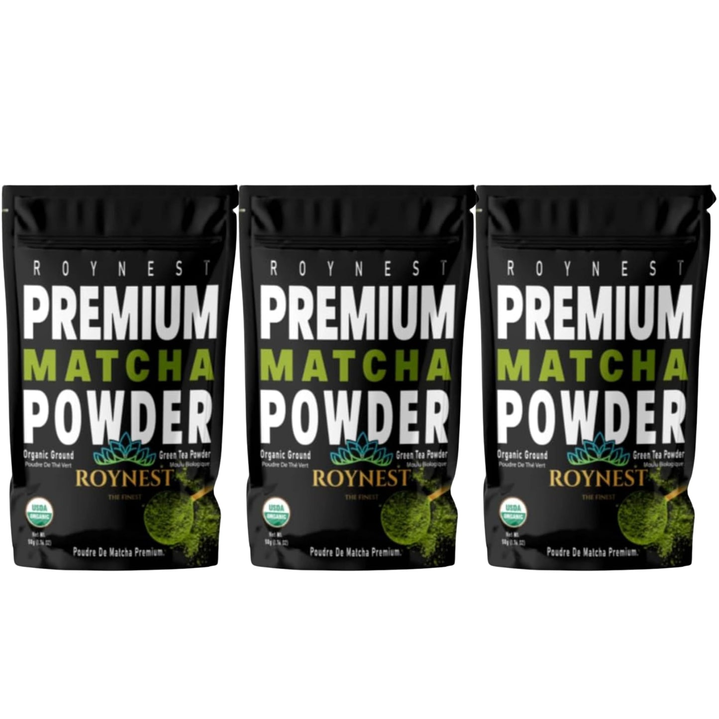 Roynest Premium Organic Matcha Powder - 100% Pure Matcha for Iced Lattes, Smoothies, Cold Drinks & Baking | Clean Energy, Vegan, Non-GMO, USDA