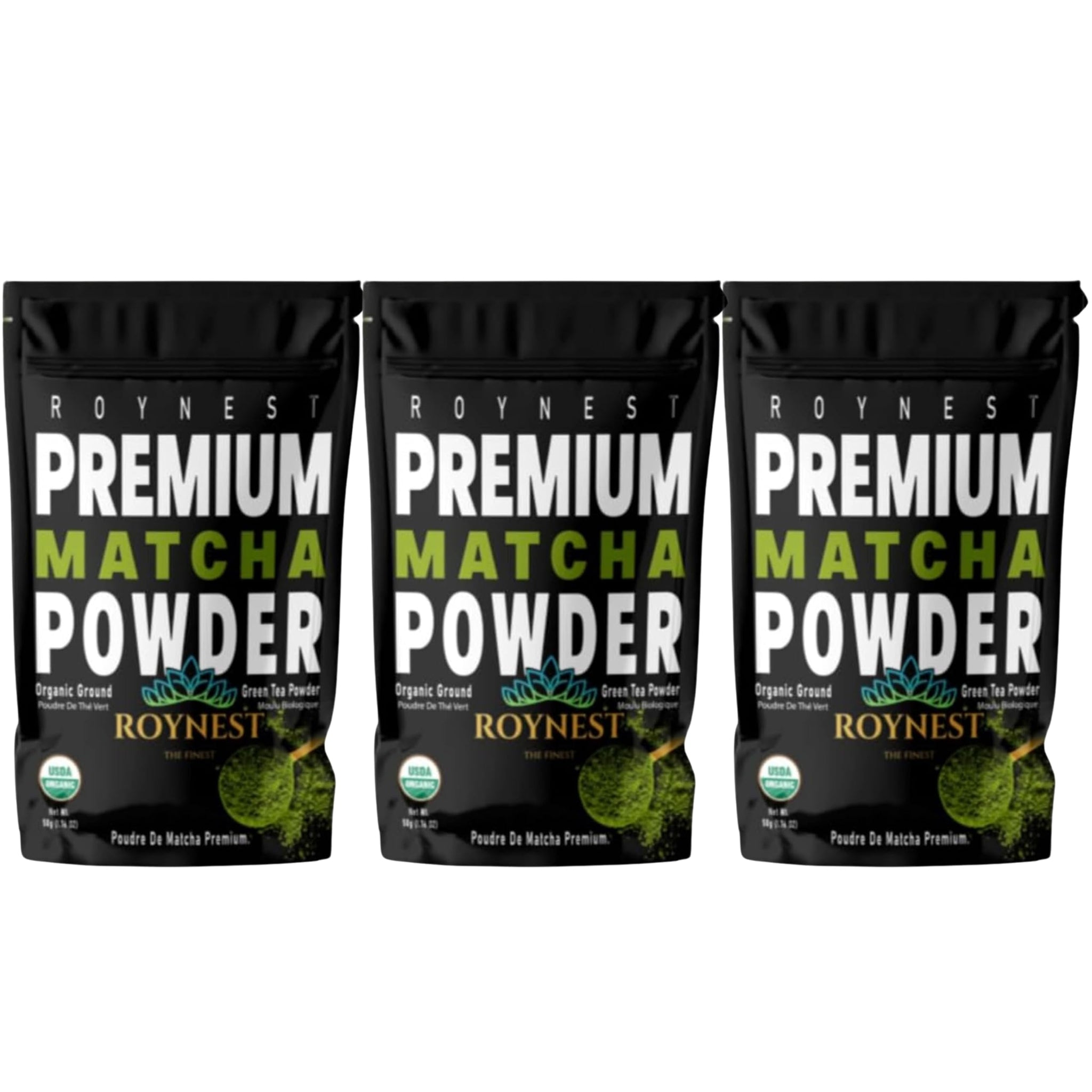 Roynest Premium Organic Matcha Powder - 100% Pure Matcha for Iced Lattes, Smoothies, Cold Drinks & Baking | Clean Energy, Vegan, Non-GMO, USDA