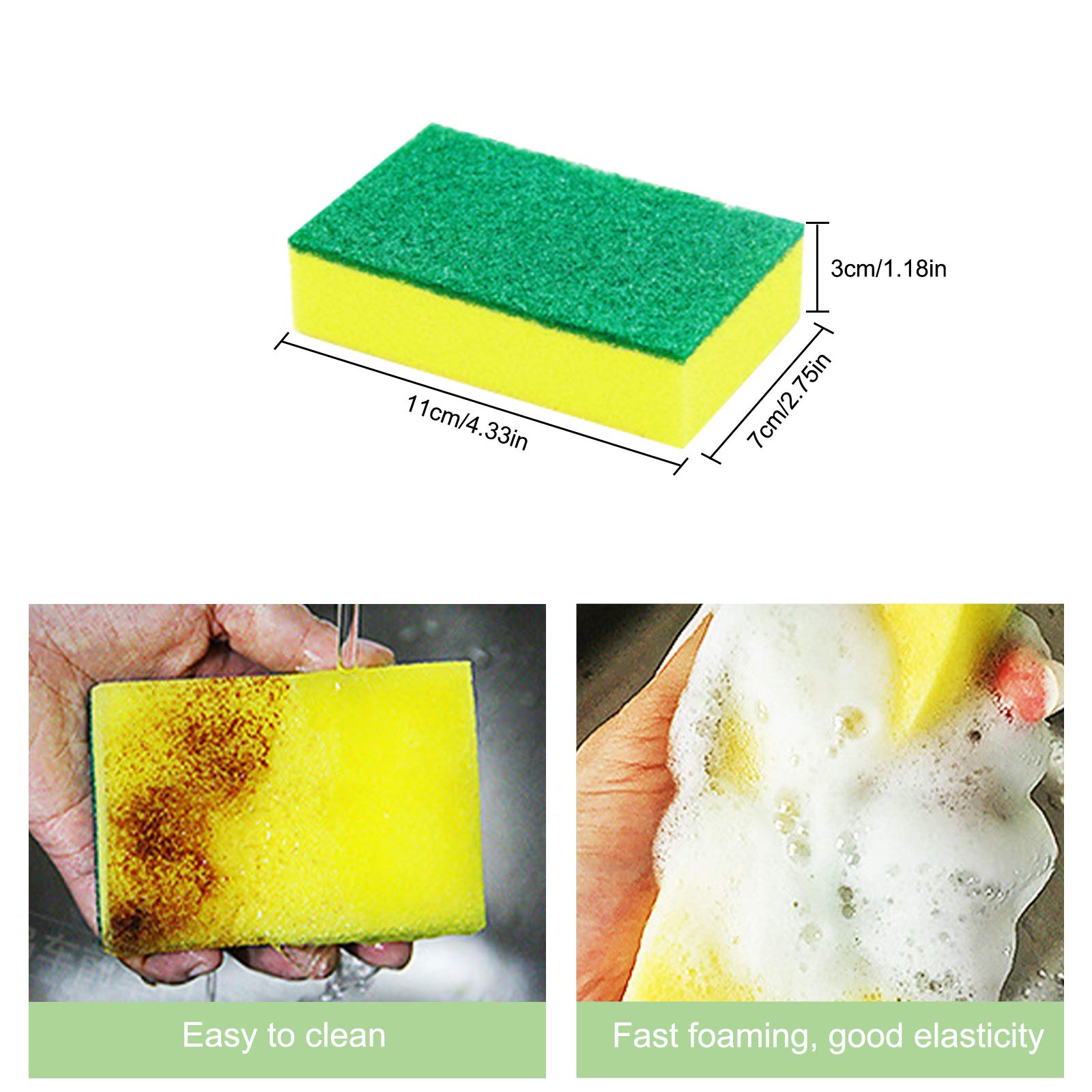 Sadocom 36 Pack Dishwashing Sponge Individually Wrapped, Non Scratch Scrub Sponges Scouring Pad for Household Cleaning, Sink, Pots, Pans