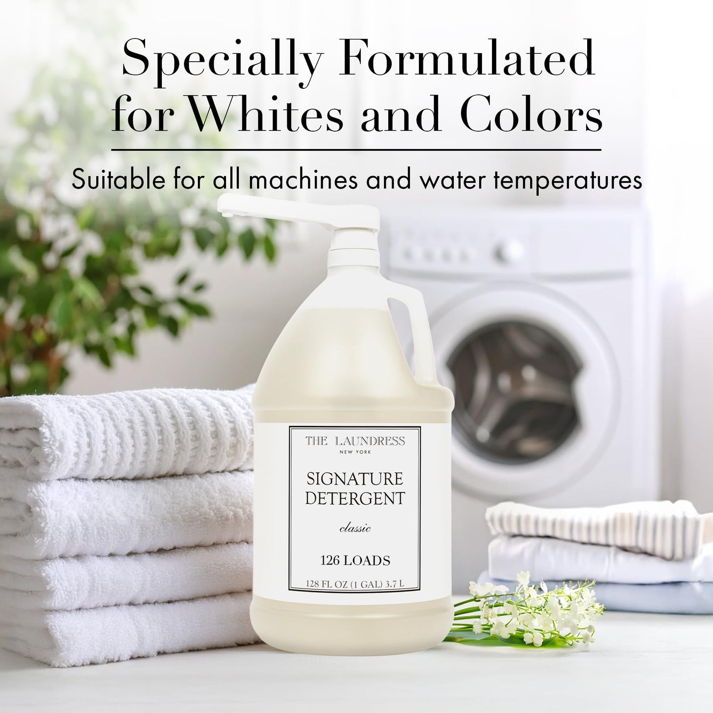 The Laundress Luxury Laundry Detergent, Gallon Pump, 126 Loads, Scented Signature Classic Fragrance, Concentrated Triple Enzyme Deep Cleaning