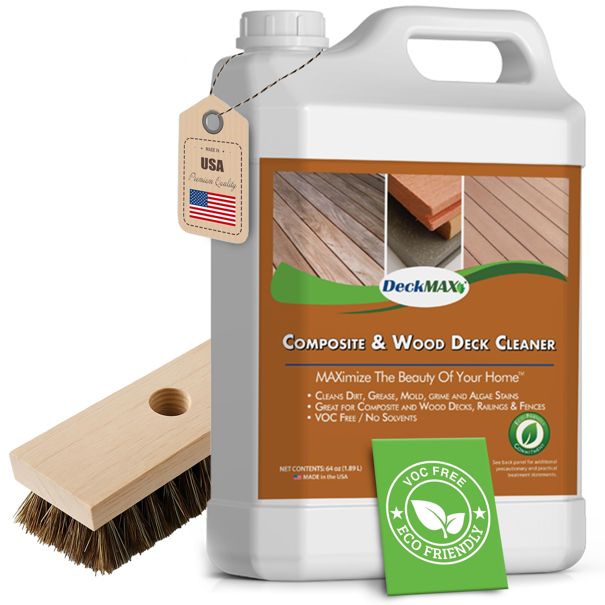 DeckMax Premium Deck Cleaner Kit | Deck Cleaner and Mildew Remover | Cleans up to 1,500 Sq. Ft. | Safe for Trex, Timbertech & Wood Decking | Powerful