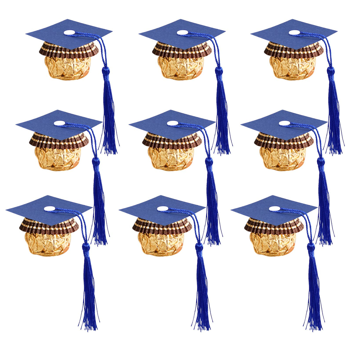 50Pcs Blue Graduation Cap Chocolate Decorations, 2026 Graduation Decor