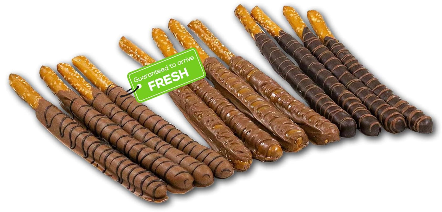 US Sweets Chocolate Covered Pretzel Sticks - Pretzel Sticks Dipped & Drizzled in Caramel & Chocolate | Gourmet Candy Treat | Delicious Gift | Handmade