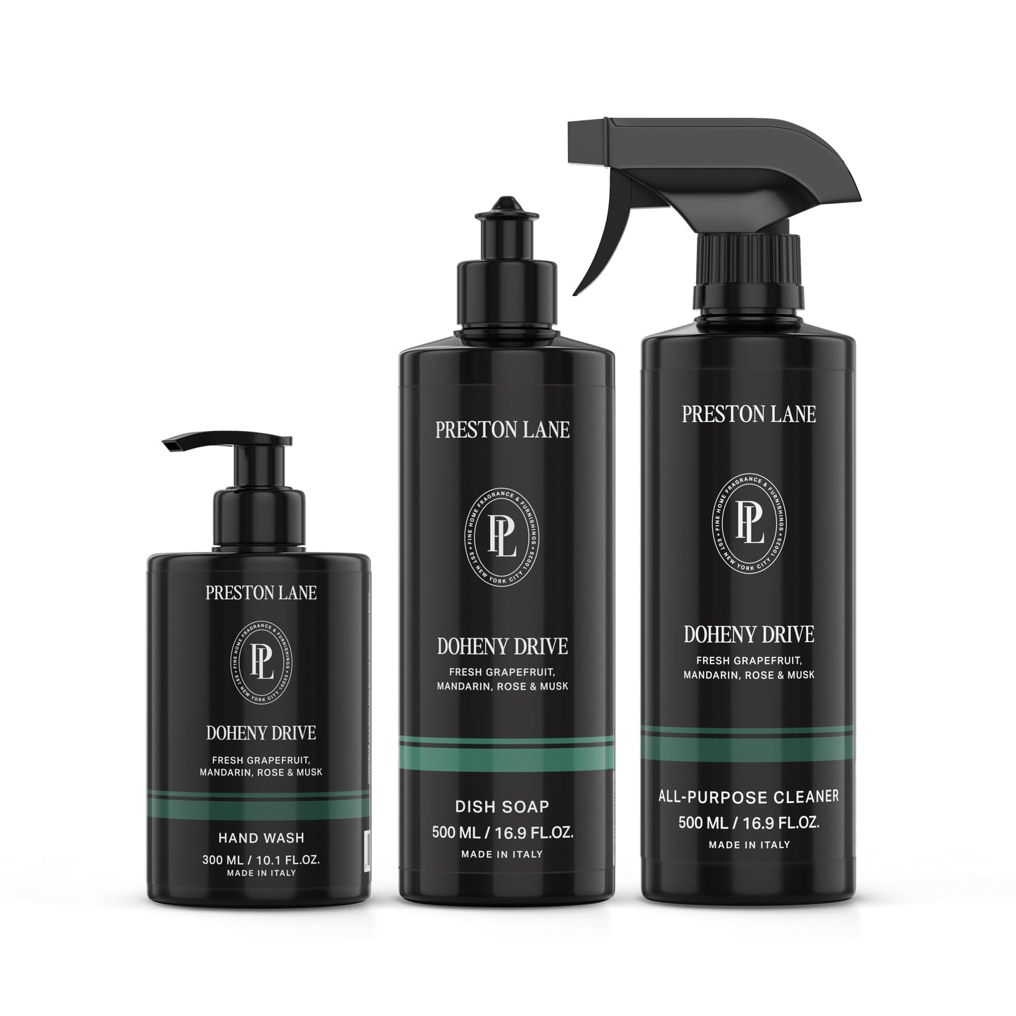 Preston Lane Luxury Kitchen Set - Hand Wash, Dish Soap & All-Purpose Cleaner | Plant-Powered Cleaning Essentials Bundle with Fine Italian Fragrance