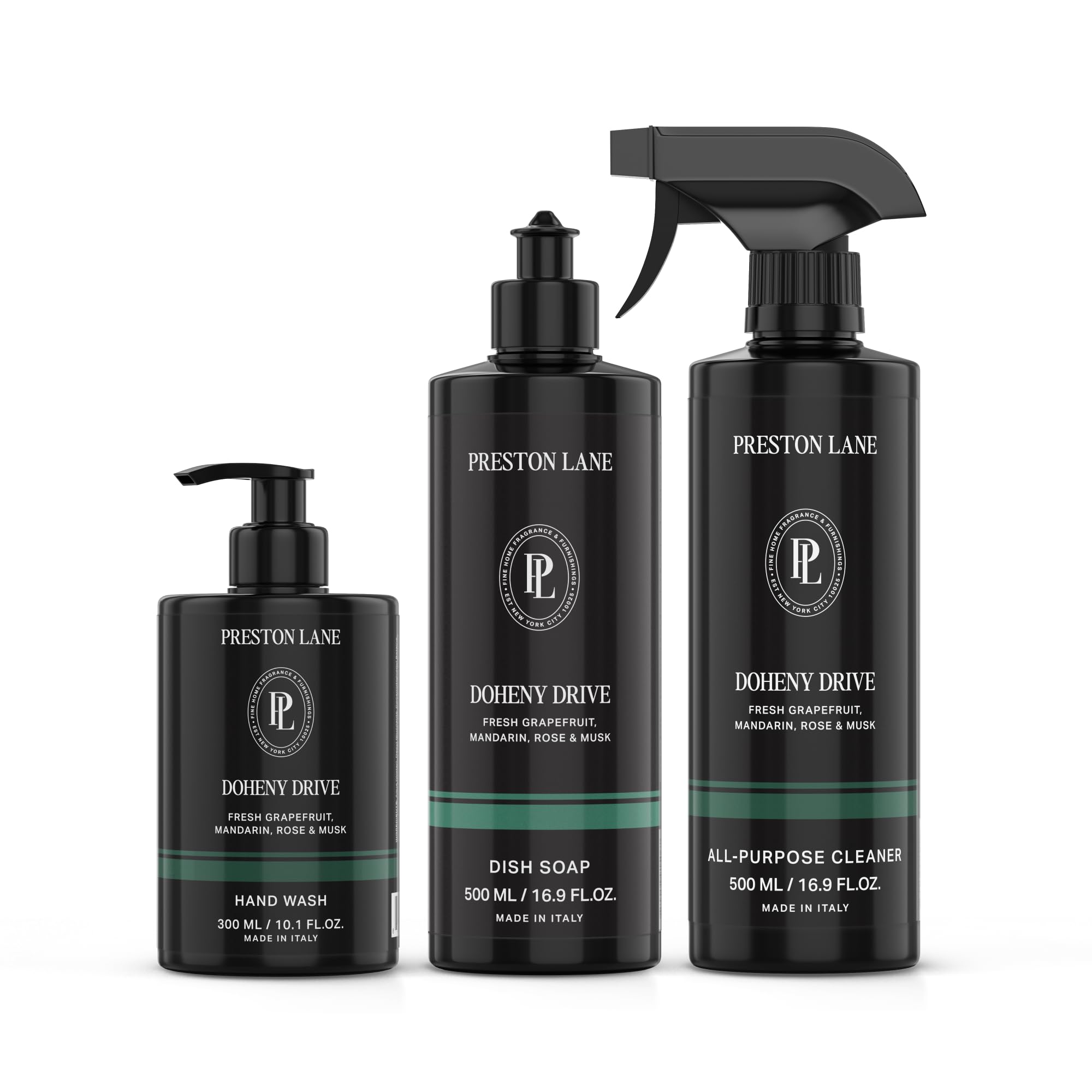 Preston Lane Luxury Kitchen Set - Hand Wash, Dish Soap & All-Purpose Cleaner | Plant-Powered Cleaning Essentials Bundle with Fine Italian Fragrance