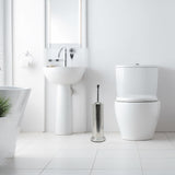 Indecor Home Stainless Steel Toilet Bowl Brush with Holder Metal Bathroom Cleaning Set Rustproof Hygienic Durable Modern Design
