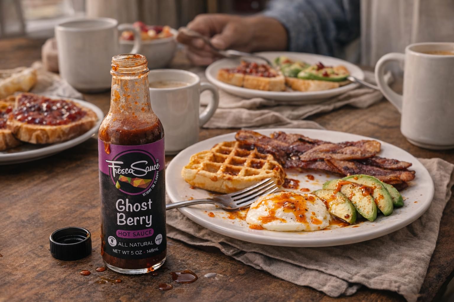 Ghost Berry Hot Sauce by Fresco Sauce - Ghost Pepper - Blackberry - Cranberry Juice - Flavorful - All Natural - Vegan - Gluten Free - 5 fl oz