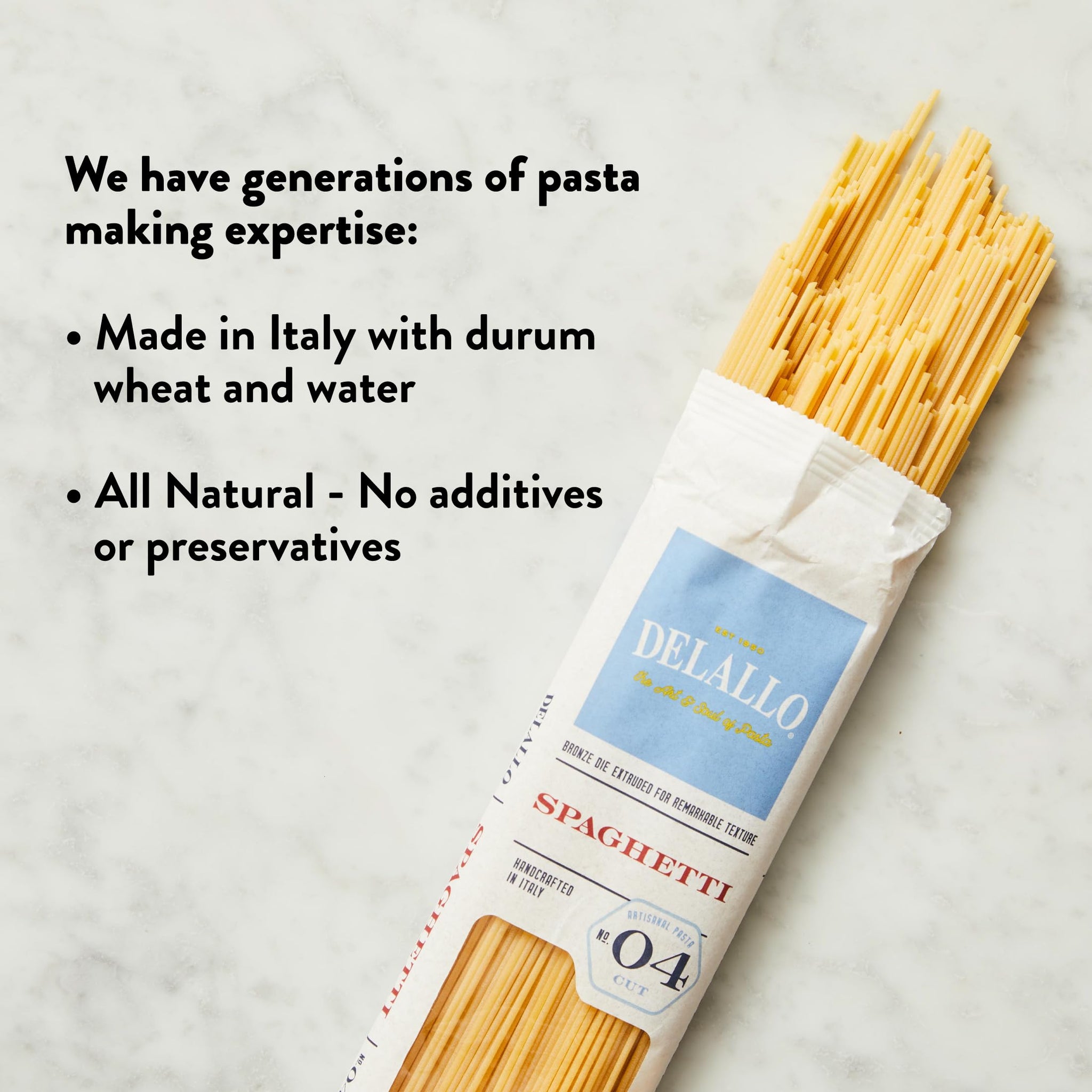 DeLallo Spaghetti Pasta, 1 Pound Bag, 4 Pack, Classic Style, Imported from Italy, Cooks in 9 Minutes, Homemade Recipe, Non-GMO