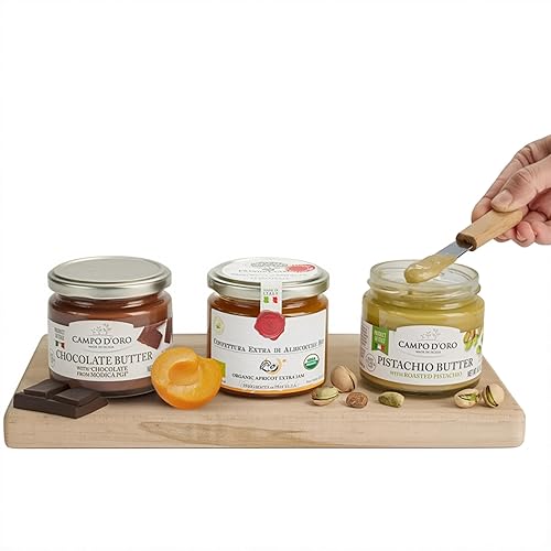 Mercato di Bellina Italian Spread & Jam Gift Set - Includes Apricot Jam, Pistachio Butter & Chocolate Spread Made in Italy, Ideal for Breakfast Gift