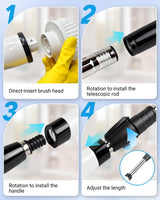 Electric Spin Scrubber, Shower Scrubber with Long Handle, 7 Brush Heads, 2-Speed Cordless Bathroom Cleaning Brush, 54in Extendable Electric Cleaning