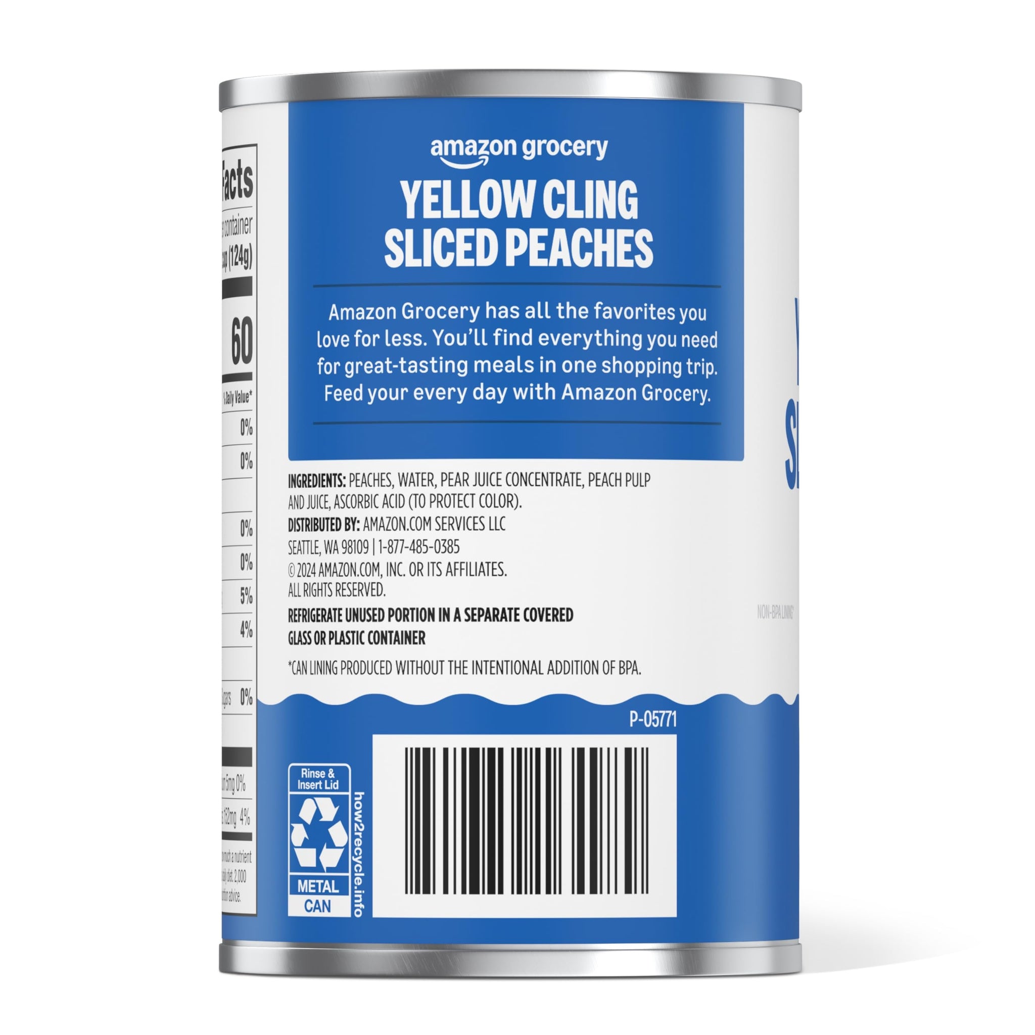 Amazon Grocery, Yellow Cling Sliced Peaches, 15 Oz