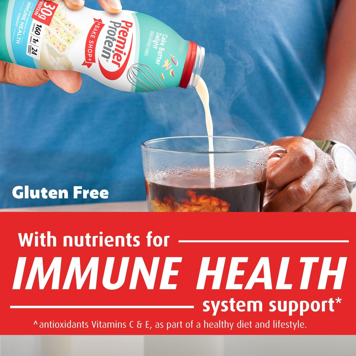 Premier Protein Shake, Cake Batter, 30g Protein, No Added Sugar, 24 Vitamins & Minerals to Support Immune Health, 11.5 fl oz, 1 Pack