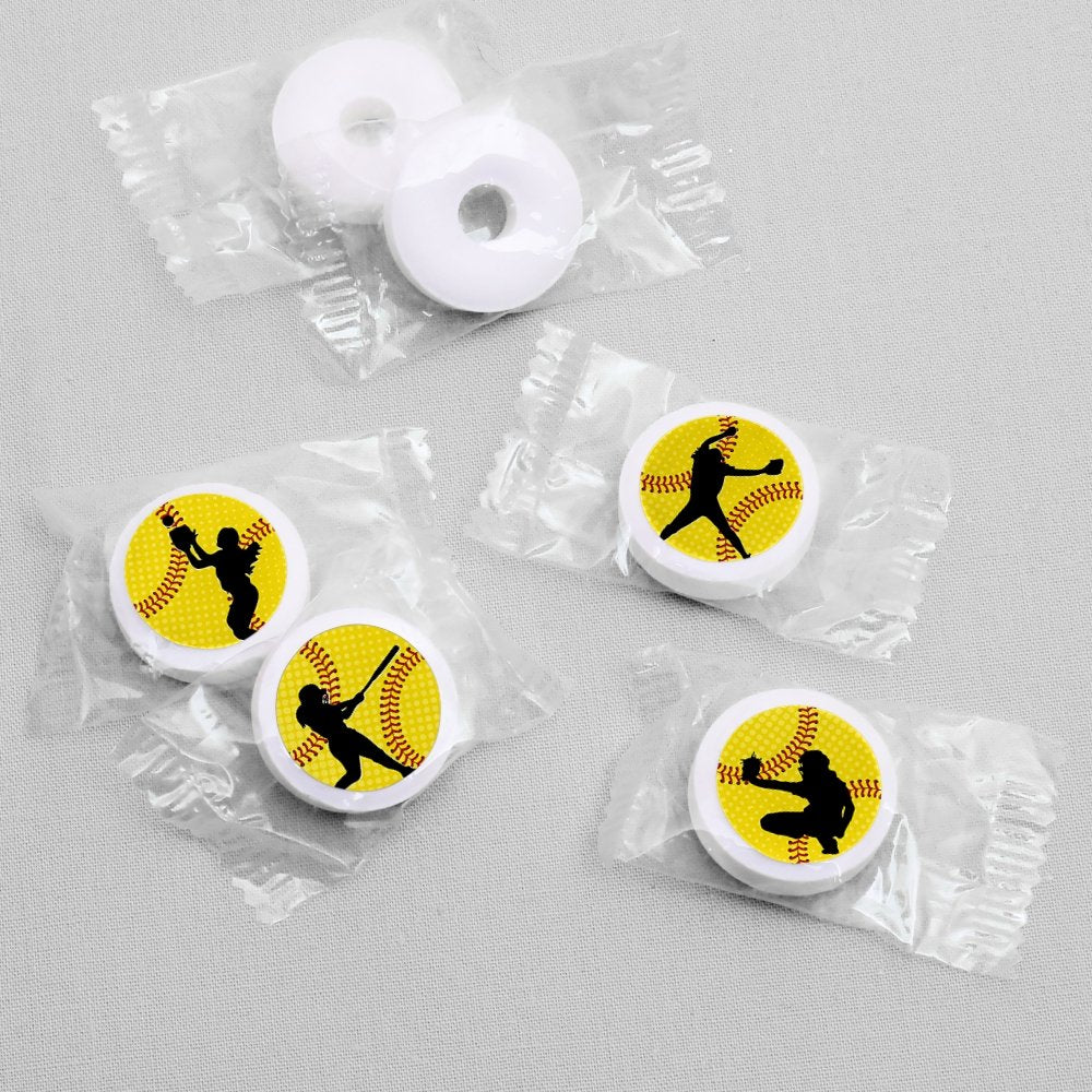Grand Slam - Fastpitch Softball Party Favors - Round Candy Stickers - 108pc