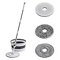 Spin Mop and Bucket Set ?2 Replaceable Microfiber Mop Pads?1 Magic Sponge Eraser pad for Deep-Cleaning Mops for Floors (Mop Set, 10" Mop-Head)